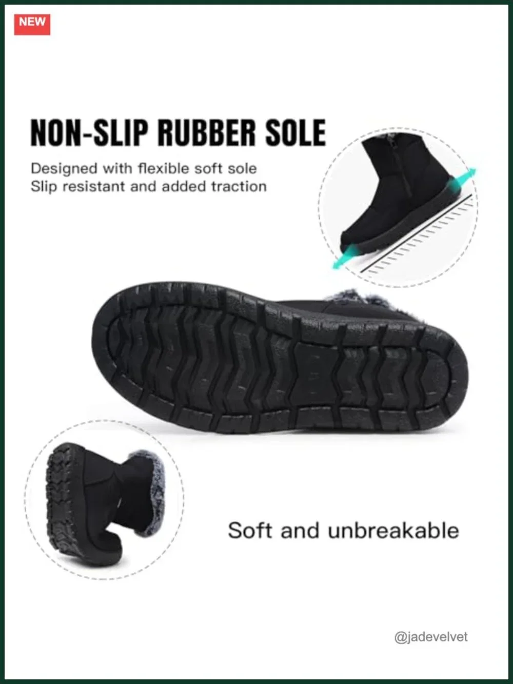 Women's Waterproof Fur-Lined Ankle Snow Boots Side Zipper Anti-Slip Winter